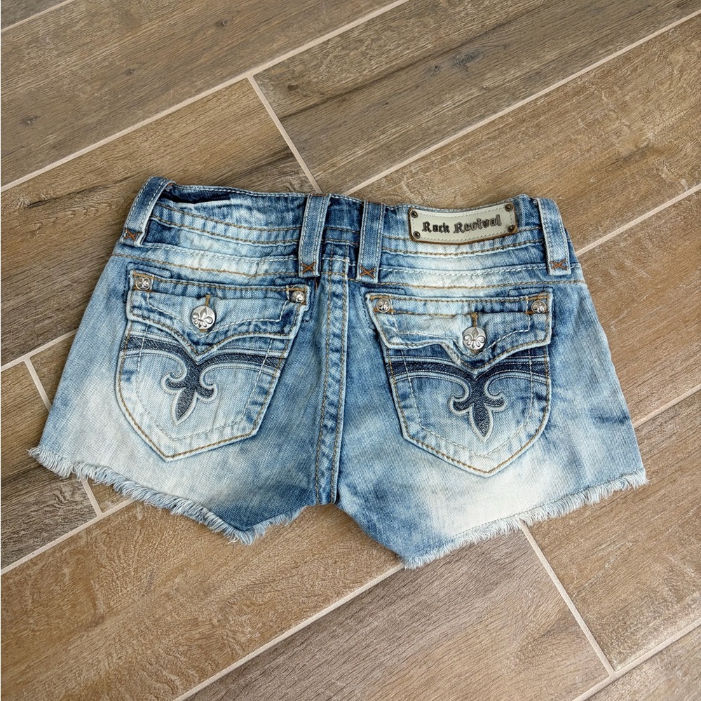 Rock Revival Light Blue Denim Jeans with Orange Stitching Detail